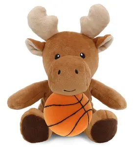 DOLLIBU Plush Basketball - 6" Soft Polyester Stuffed Toy, Personalizable Name Moose-Themed Stuffed Animal for Toys & Hobbies