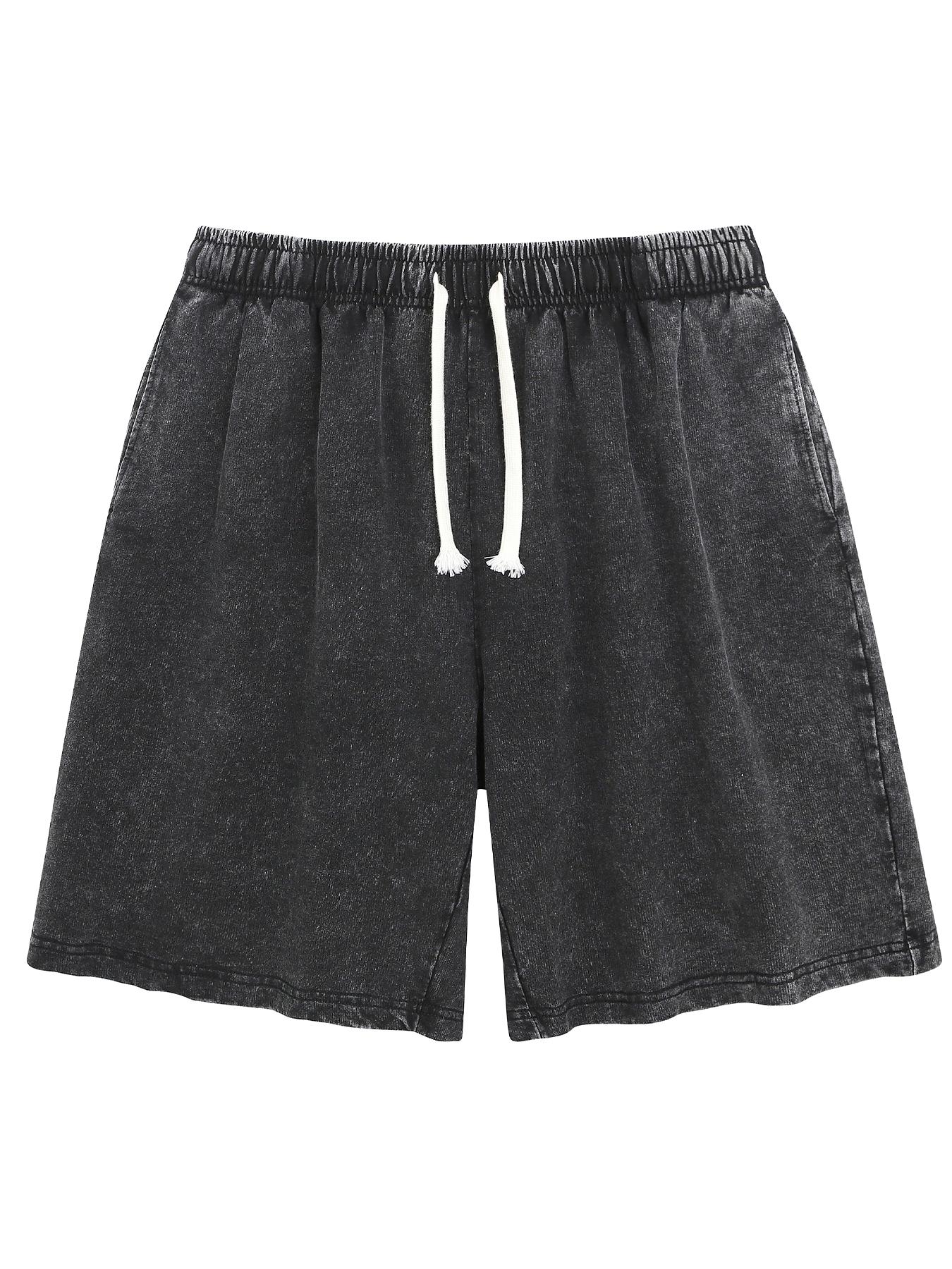 Vintage Washed Matching Set 2 Piece Outfit T Shirt and Shorts 100% Cotton Oversized Streetwear Loungewear for Men Women Acid Wash Summer Casual Set Cozy Breathable Beach Gym Everyday Essentials