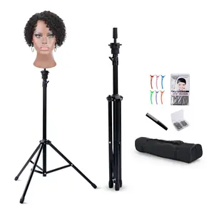 ProStyler Reinforced Wig Stand - Adjustable Tripod Mannequin Head Holder for Hairdressing Training - Includes T-Caps, T-Pins, Comb, Hair Clip, and Carrying Bag