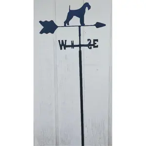 212 MAIN Airedale Terrier Garden Weathervane, Steel Plasma-Cut Rust-Proofed Outdoor Garden Decor, with Lazy Scroll Ground Mount