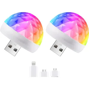 USB Mini Disco Ball Sound Activated Party Light 4 Pack Stocking Stuffers for Kids Create Festive Atmosphere Ideal for Halloween Christmas Karaoke Bar Decoration