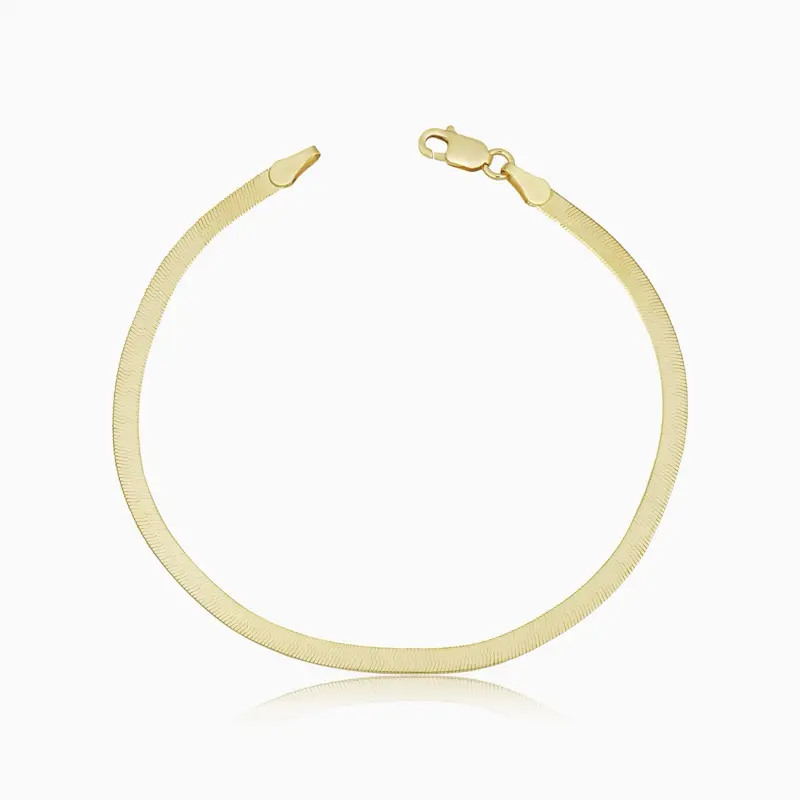10K Solid Gold Herringbone Bracelet 2MM