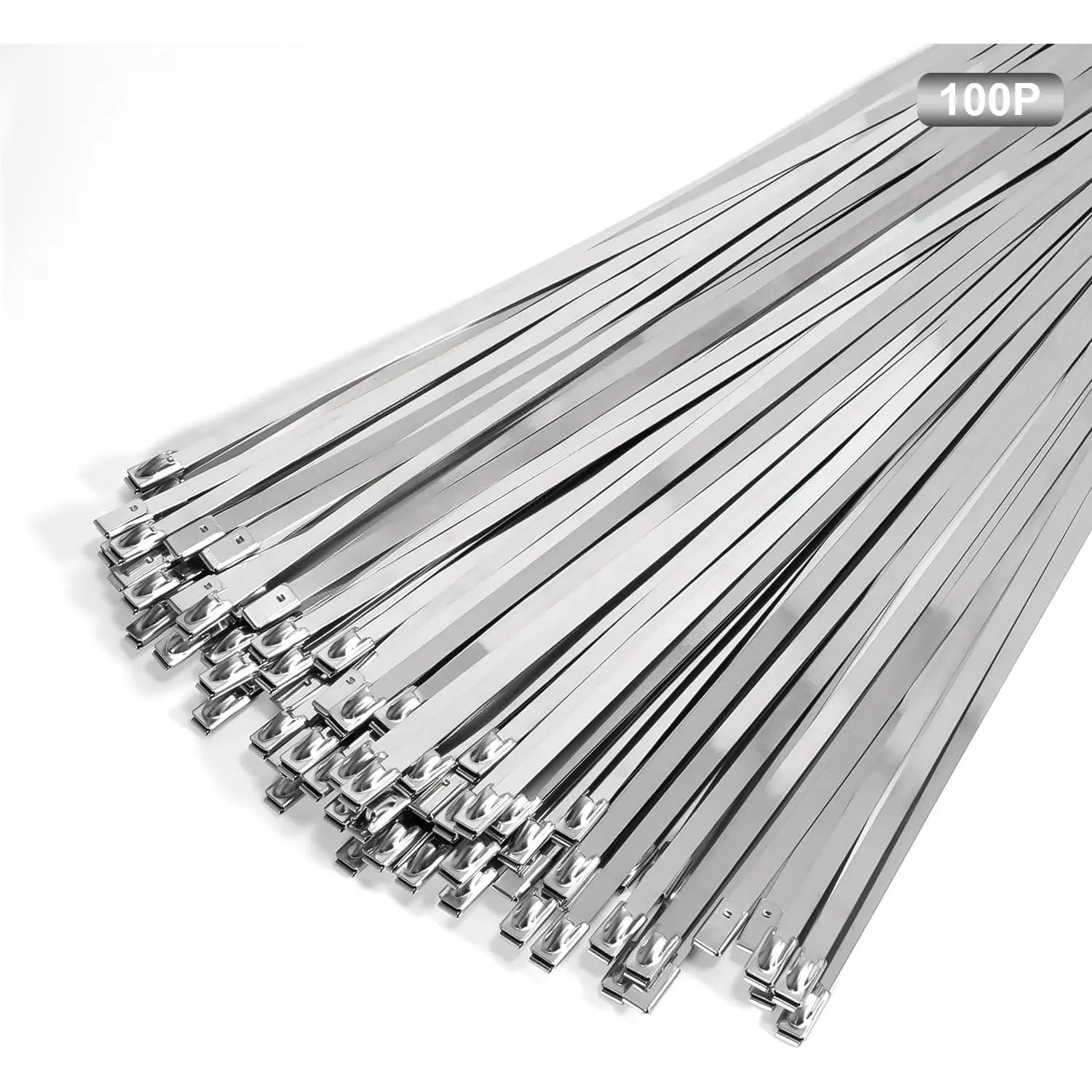 Metal Zip Ties 18 inch Stainless Steel  Ties 100 Pack 270 lbs Heavy Duty Self-locking Wire Ties High Temp Zipties Chain Link fence Ties Multi Purpose Binding for Machinery  Pipes Fence