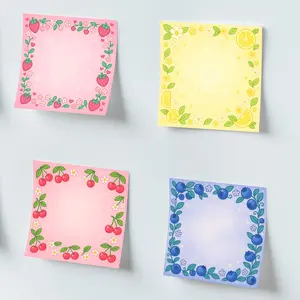 Cute Fruit Sticky Notes Set (4-Pack) - Strawberry, Lemon, Blueberry & Cherry Themes | 3x3inch Square Self-Stick Pads | Student Planner & Office Memo | Creative Message Note Paper