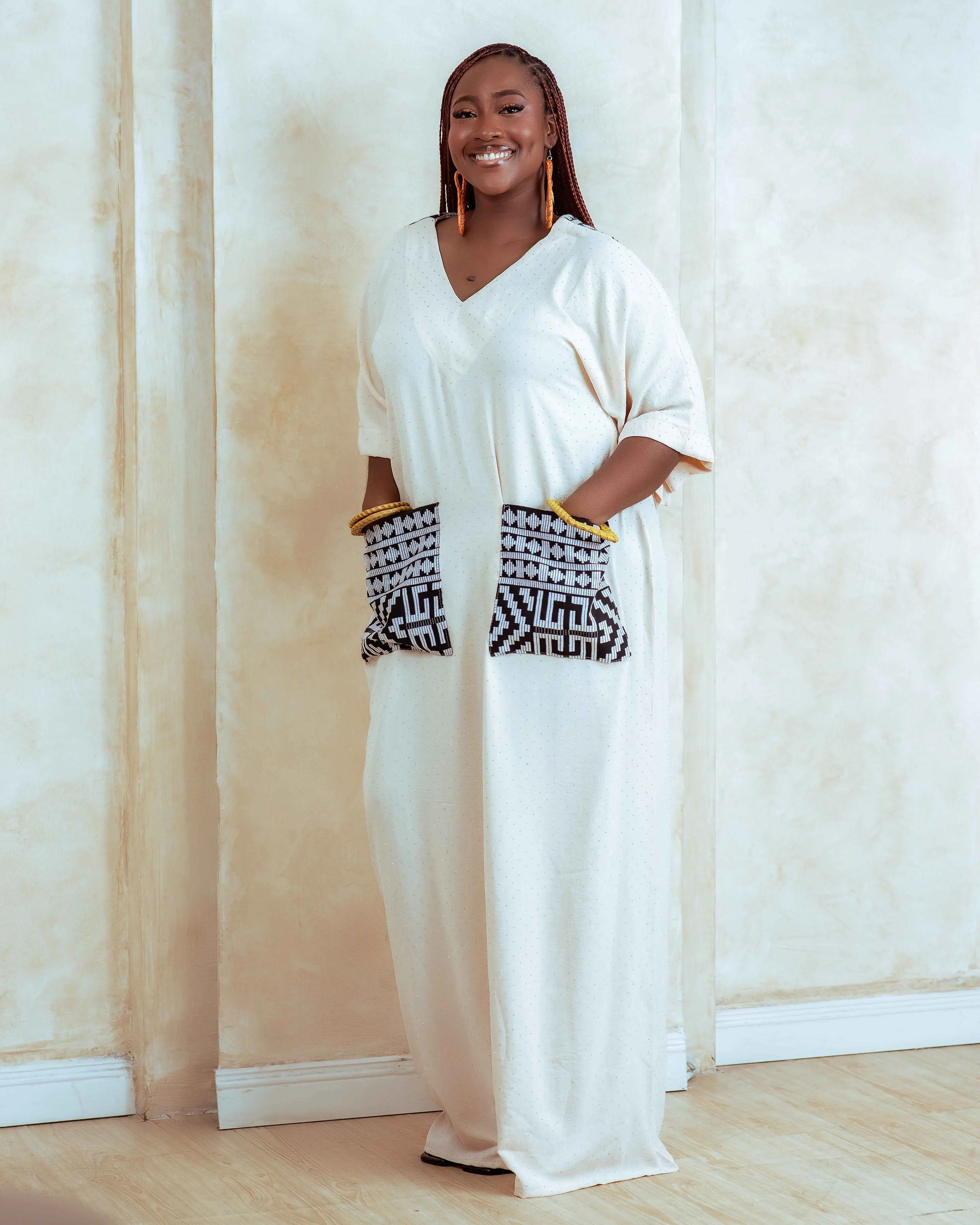 Ara Sequin Kaftan in Cream