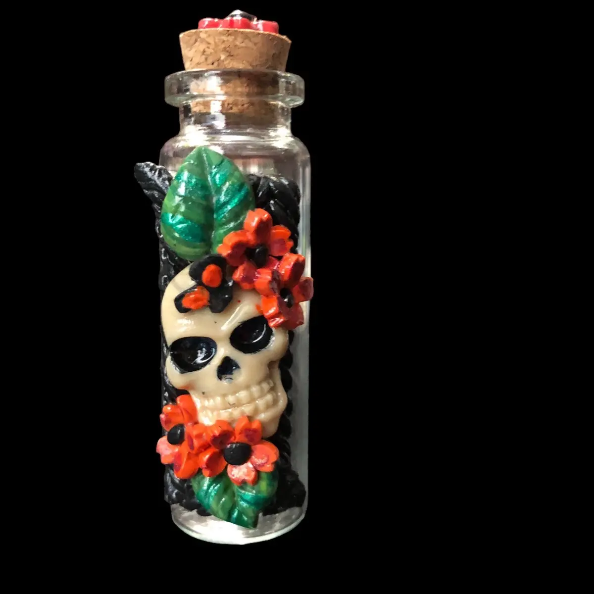 Skull among the flowers Spell Bottle