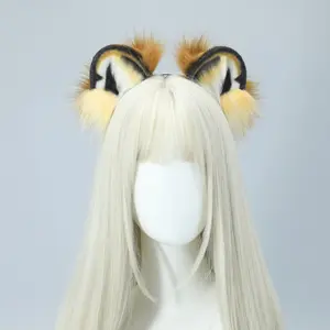 Anime Cosplay Tiger Ears and Tail Set Plush Animal Ear Headband for Role Play Party Costume Dress Up Convention Photo Prop Accessories