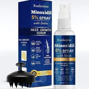 5% Minoxidil Hair Growth Spray with Brush for Women & Men, Minoxidil Biotin for Men Beard, 60ml  2.11 fl.oz