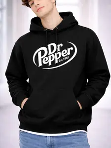 Dr Pepper Est 1885 Black Hoodie Classic Logo Graphic Streetwear Pullover Unisex