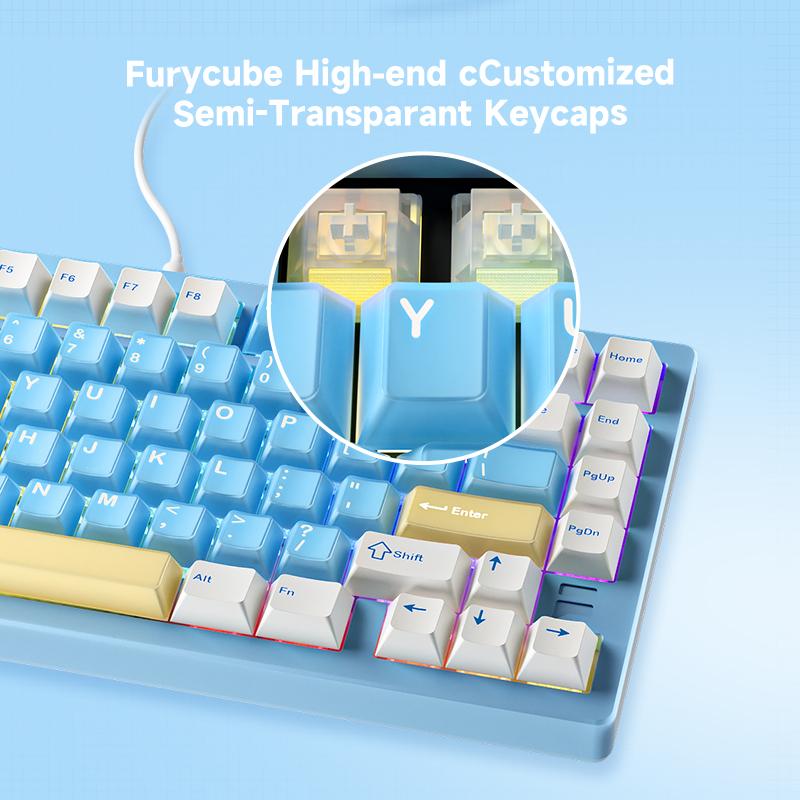 FURYCUBE F75Ultra 75% CNC Aluminum Mechanical KeyboardSouth Facing RGB Backlight 2.4G BT USB Wired with HMXGrape Huano Latte 5- Pin Hot-Swappable Switches &BlackWhite PTB Keycaps Gaming Keyboard for PC