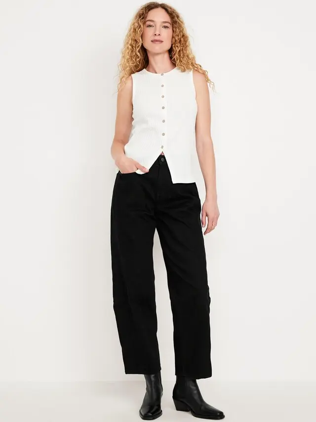 Old Navy Women's High-Waisted Baggy Barrel Ankle Jeans