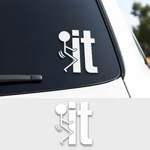 Funny Stick Figure Car Decal Sticker – FK It Vinyl Window Sticker for Cars, Trucks, Laptops & Walls (5" × 6", White)