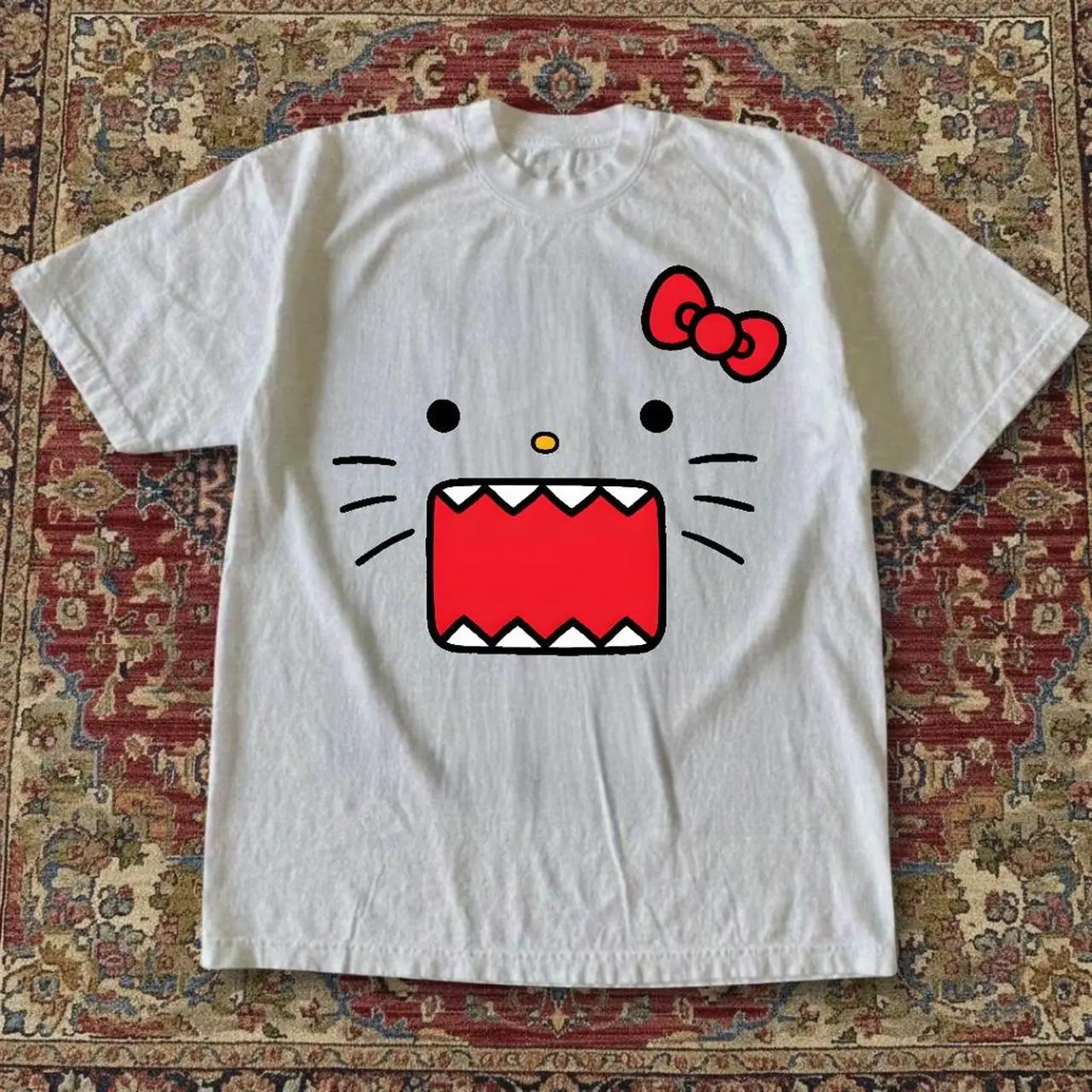 Hello Kitten Graphic T-Shirt, Cute Kawaii Tee, Japanese Anime Style Shirt, Y2K Aesthetic Graphic Tee, Coquette Fashion, Cute Gift for Her