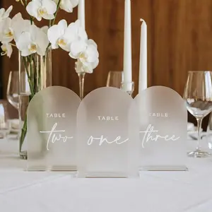 Frosted Arch Wedding Table Numbers 1-10 with Stands, 5x7 Inch Frosted  Arch Sign with Raised White Numbers,  Table Numbers for Wedding Reception