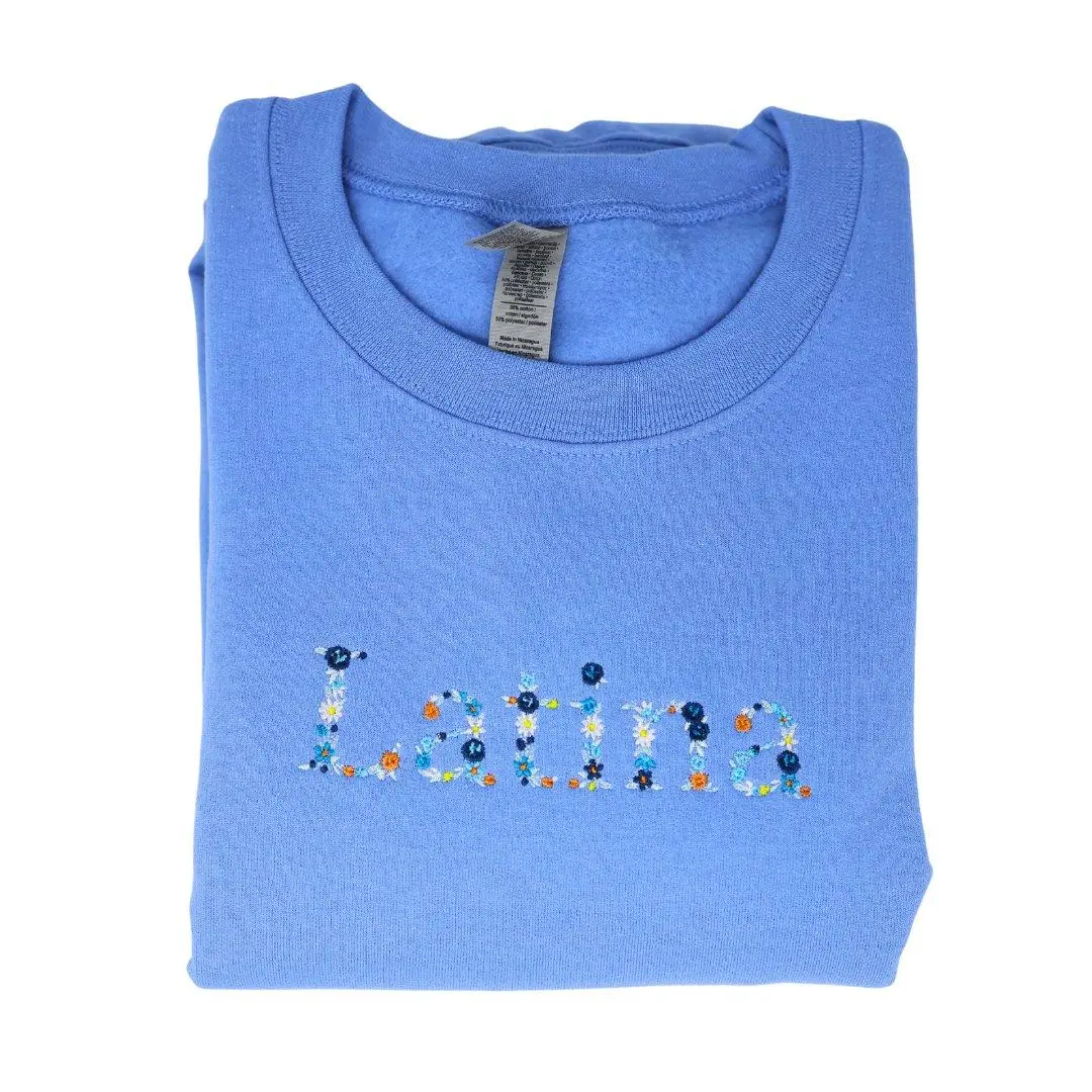 Latina Embroidered Flower Sweatshirt, Latina Sweatshirt