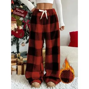Christmas Gift - Women's Winter Plaid Pants, Flannel-Lined Loose Fit Fleece Trousers