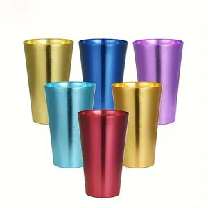 6pcs Aluminum Tumblers Colorful Metal Drinking Cups Stackable Anodized Aluminum Glass Reusable Tumbler Metal Cups for Iced Drinking Coffee Water and Party Camping Travel, 20oz