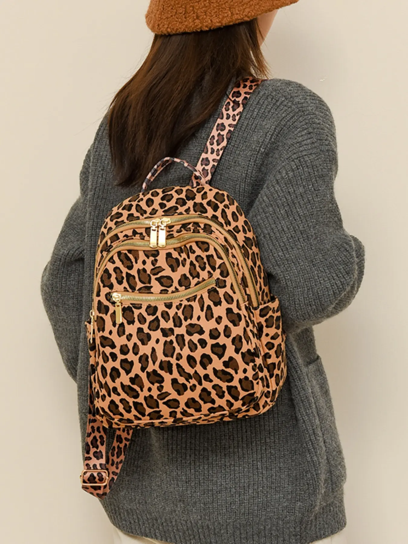 Fashion Leopard Print Backpack, Large Capacity Casual Shoulder Bag, Women's Versatile Travel Bag, Perfect for Shopping and Commuting, Multi Functional Backpack