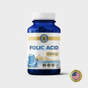 Vykee Nutrition Folic Acid Supplement – High-Potency Vitamin B9 1,870mg DFE Folate, 1,100mg Folic Acid | Vegan, Non-GMO | Supports Cellular Health, Energy Production & Prenatal Wellness | 120 Capsules