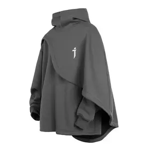 Autumn functional wind heavy turtleneck cape sweater men's and women's hooded fake two-piece cape jacket