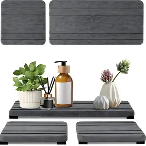 3PCS Diatomite Stone Sink Tray Set Fast Drying Water Absorbing Stone Trays for Kitchen & Bathroom, Soap Sponge Holder Countertop Coasters, Instant Dry Sink Organizer 8x4 & 4x4 Inch