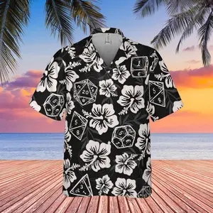 Firefighter Hawaiian Shirt Men Women, Fire Engine Summer Shirt, Aloha Shirt, Fire Truck Lovers, Unisex Size S-5XL (black)