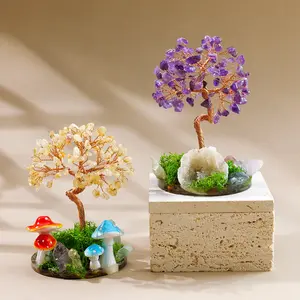 1pc 7 Chakra Crystal Wealth Tree, Natural Agate Base Feng Shui Decor, Prosperity and Luck for Home and Office, Essential Home Accessory, Decorative Ornament