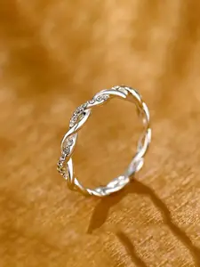 Fashion Rhinestone Decor Twist Design Ring, Statement Rings, Elegant Jewelry for Women for Party, Daily Decor, Trendy All-match & Exquisite Jewelry for Gift