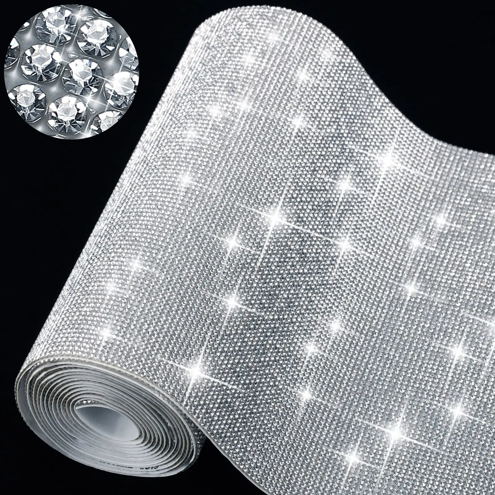 81000 Pieces 2mm 78.7 X 7.87 Inch Bling Rhinestones Crystal Sheet  Self Adhesive Rhinestone Sticker For Car Decoration Clothing Diy Craft(white)