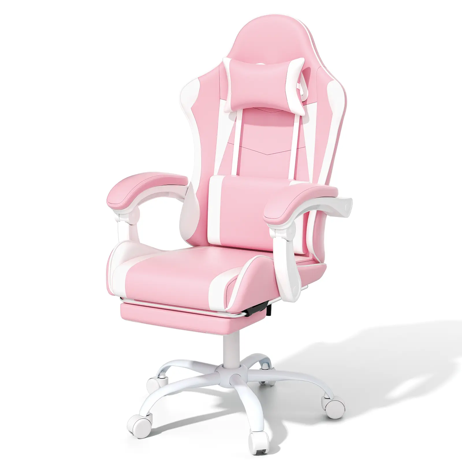 Ergonomic Gaming Chair, High-Back Office Chair w/Adjustable Lumbar Support, Linkage Armrest, Headrest & Footrest, 350LBS Recliner Swivel Computer Game Racing Chair