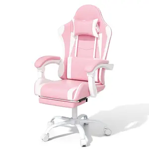 Ergonomic Gaming Chair, High-Back Office Chair w/Adjustable Lumbar Support, Linkage Armrest, Headrest & Footrest, 350LBS Recliner Swivel Computer Game Racing Chair