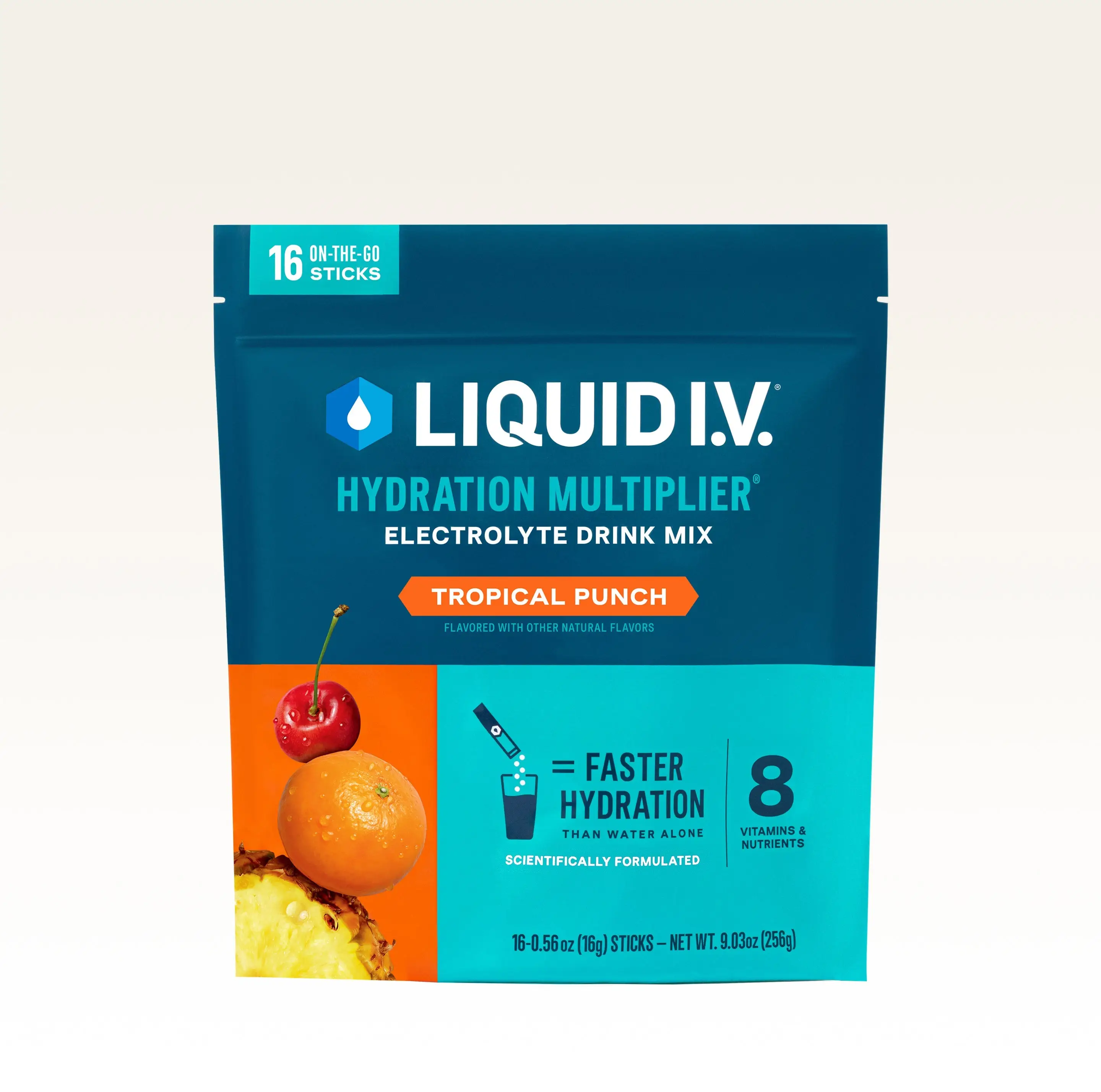 Liquid I.V. Hydration Multiplier - Tropical Punch - Hydration Powder Packets | Electrolyte Powder Drink Mix | Convenient Single-Serving Sticks | 8 Vit