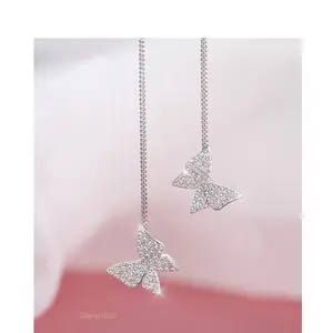 Elegant Butterfly Design Dangle Earrings, Rhinestone Decor Tassel Earrings for Party, Daily Clothing Decor, Trendy All-match & Exquisite Jewelry for Birthday Gift