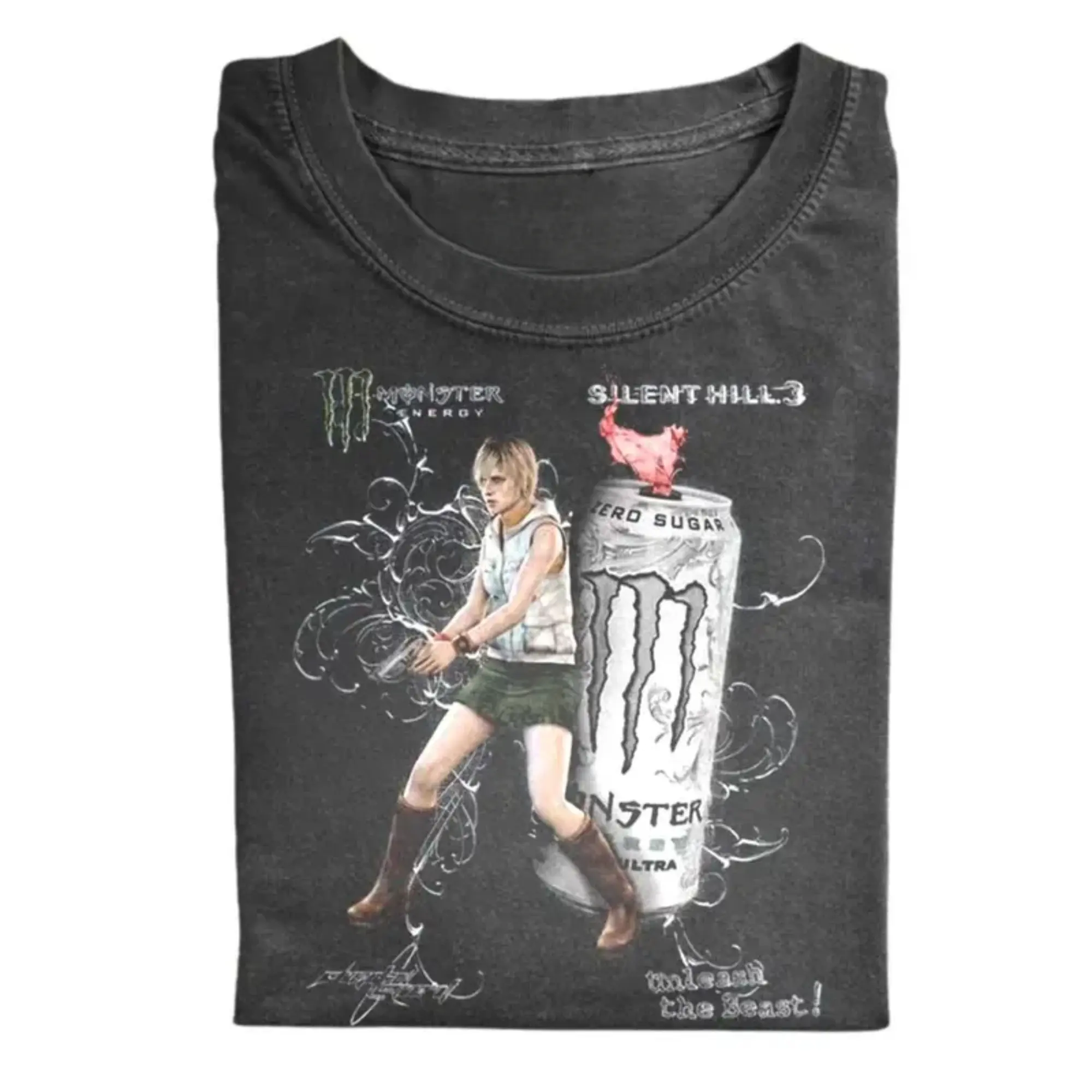 The Silent Hill 3 T-Shirt, Energy Drink Graphic Tee, Retro Gaming Shirt, Heather Mason Style Tee, Y2K Game Aesthetic Shirt, Unisex Graphic T-Shirt 100% Cotton, Menswear Womenswear Streetwear Cotton Comfort