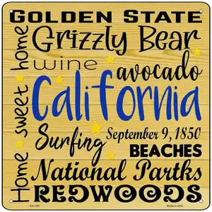 California Motto Novelty Metal Square Sign