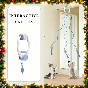 Electric Cat Teaser with Interactive Pet Toy, Rechargeable Door Clip Design, Rotation and Jumping, Stimulates Mind & Body, Cat Toys, Cat Stuff