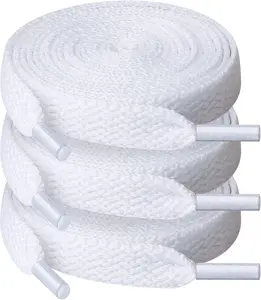 3 Pair Flat Shoe laces, 5/16" Wide Shoelaces for Athletic Running Sneakers Shoes Boot Strings