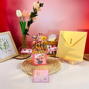 Creative 3D Birthday Card Gift Box with Envelope & Blessing Card, 1 Count Pop-up Celebration Card, Handmade Paper Carving Card for Friends, Mother, Father
