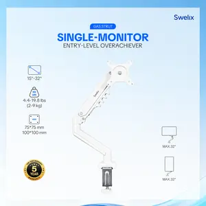 GAMERS SWITCHING — Flexible Single Monitor Arm! Fully Adjustable for 15-32" Screens, Quick VESA Install, Cable Management, 19.8lbs Capacity,C-Clamp or Grommet Install, Gaming & Office