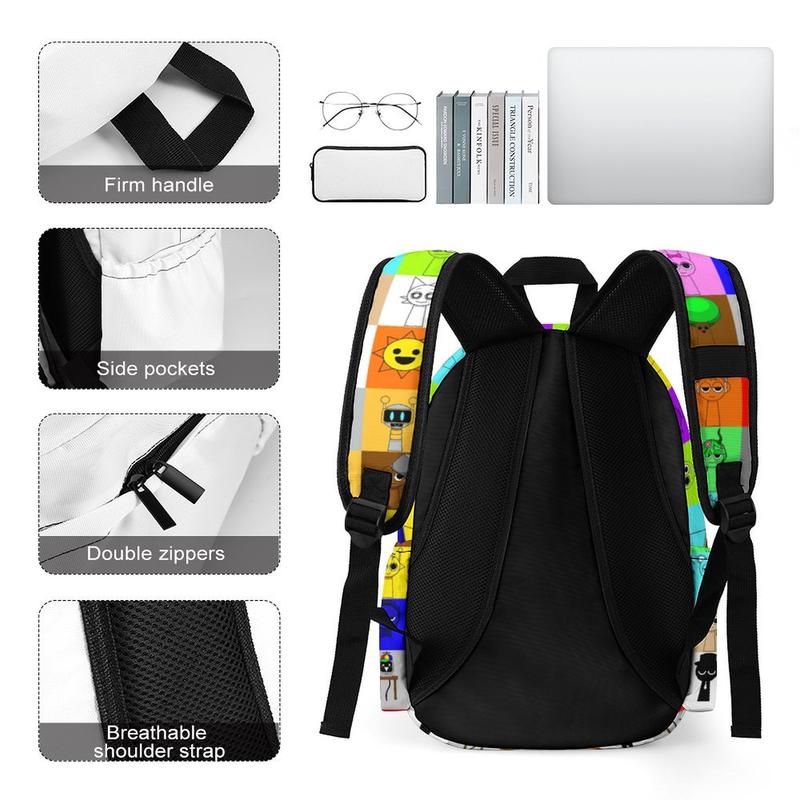 Sprunki Backpack Cartoon Cute Travel Backpack Lightweight for game fans