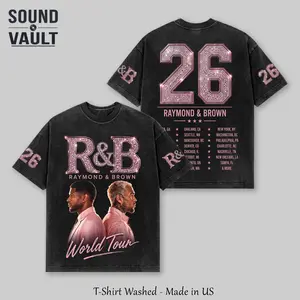 R&B Tour 2026 Concert Merch Acid Washed T-Shirt | Retro Raymond and Brown Streetwear Shirt | Vintage 90s Hip Hop Soul Graphic Tee | Oversized Unisex Pop Culture Concert Tour Merch | Y2K Heavyweight Graphic Tee Gildan Made in US