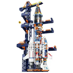 1432pcs Half-Mechanical Space Launch Rocket Model Kit, Buildable Interior Structure, Extendible Mechanical Arms, Giant Desktop Display Toy, Ideal for Adults Boys, Model Building Blocks