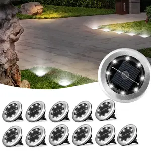 12pcs outdoor solar buried lights, stainless steel portable lawn lights, can be used for stairs, railings, courtyards, gardens, stairs, yards, outdoor decorative atmosphere lights