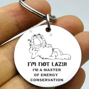 Garfield I'm not lazy hotfunny kitty cat Keychain