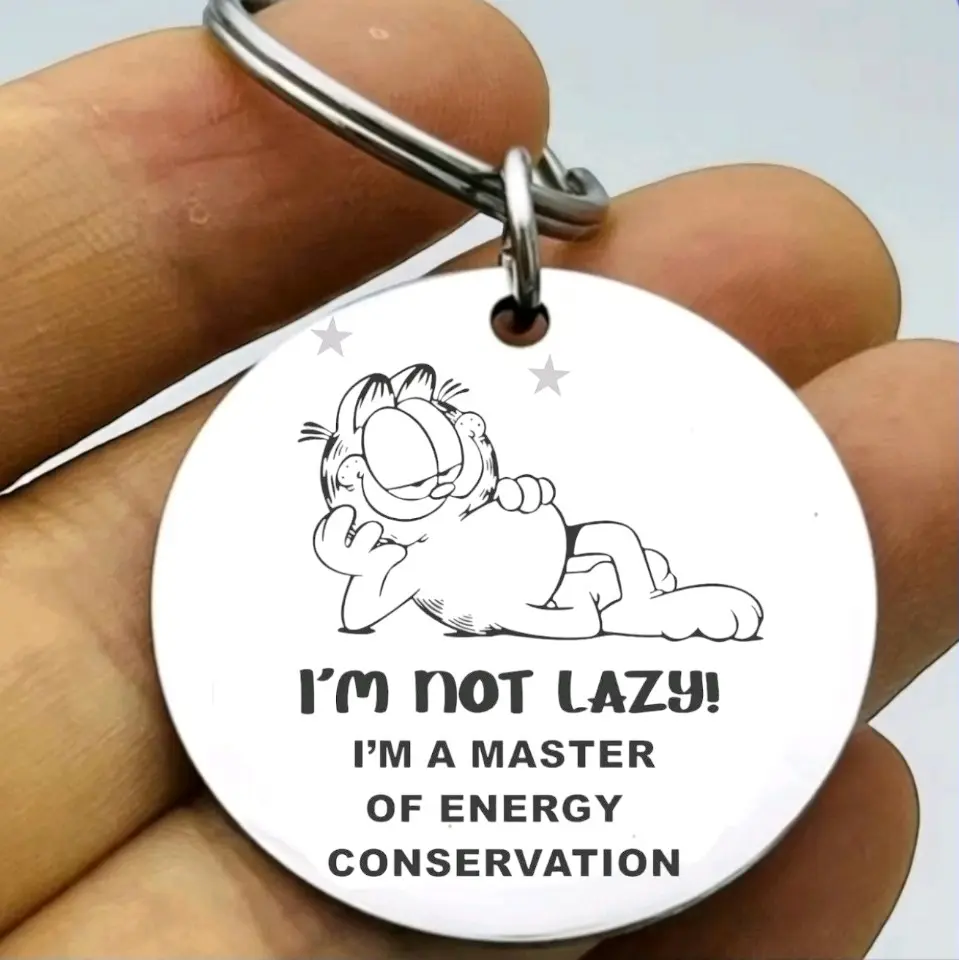 Garfield I'm not lazy hotfunny kitty cat Keychain