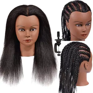 Mannequin   Real Hair Afro Mannequin  Hair Styling Hairdresser   Manikin  Doll  for Practice  Braiding with Free Clamp Stand