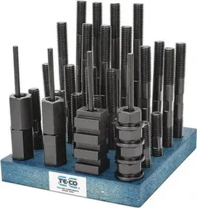TE-CO 38 Piece, 5/8-11 Stud, 11/16" T Slot, T Nut & Stud Kit 1-1/8" T-Slot Nut Width, 3, 4, 5, 6, 7, 8" Stud Lengths 20608