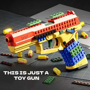 Colorful Building Block Toy Gun, Foam Dart Blaster with Shell Ejection, Safe Soft Bullet Toy Gun for Kids, Creative Construction Toy, Ideal Gift for Boys & Girls