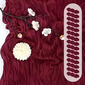 15 Pack Burgundy Cheesecloth Table Runner 17 x 108 Inch Fall Thanksgiving Boho Rustic Farmhouse Gauze Cheese Cloth Runner for Wedding Party Baby Shower Home Decor Decorations