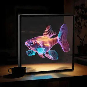 Naked Eye 3D Hologram Fan, Projection Light, 3D Projector, Cool Lamp for Game Room, Wall Lights, Novelty LED Lights, Remote & App Control